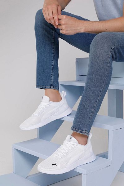 Puma Anzarun Λευκό και Μαύρο Sneaker - Διχτυωτό Αθλητικά Παπούτσια, Lite Model
