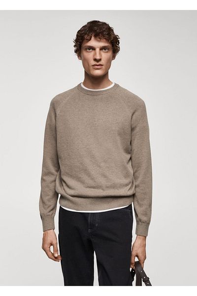 MANGO Man Dünner Strickpullover aus Baumwolle