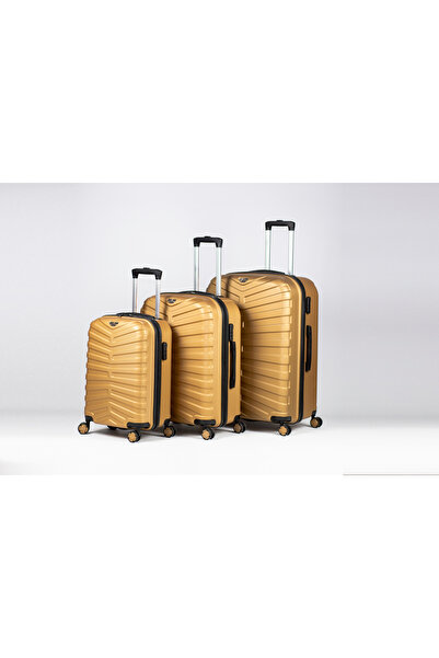 LIGHTINGHM Abs Plastik 4 Tekerlekli Yerli Üretim Fermuarlı 3lü Valiz Seti Sey...