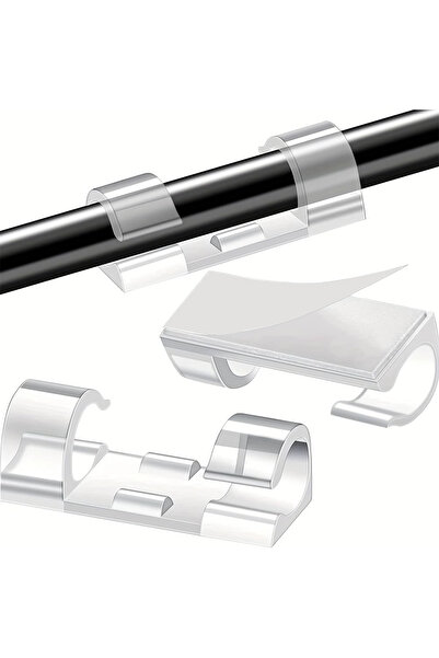 Efege Kablo Sabitleyici Şeffaf Yapışkanlı Klips Banyo Mutfak Dağınıklık Topla...