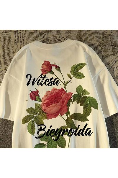 Jose Clothing Μπλουζάκι με λευκή στάμπα Unisex από οργανικό βαμβάκι Oversize - Κοντό μανίκι