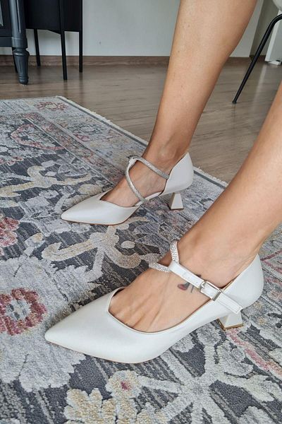 Topukla Footwear 34IZ 71 Heeled Women's Goblet Heel Stone Detailed Evening Dress Shoes