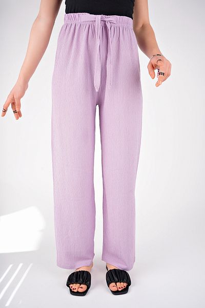ELA Women's Hijab Lilac Elastic Waist Palazzo Trousers