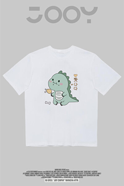 Jooy Company Dinosaur Štampano Bela Oversize kroj Majica