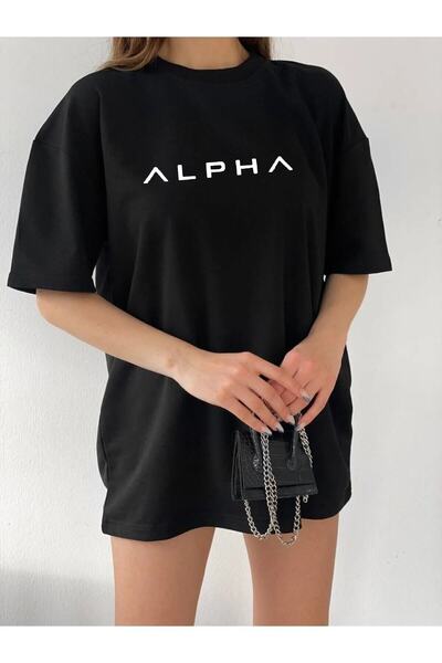 LAND MODA Unisex Oversize Απλό T-shirt - Με λεπτομέρεια εκτύπωσης