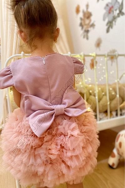 penu baby kids Dusty Rose Tutu Short Sleeve Baby Girl Dress - Princess