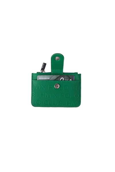 Bagacar Green Small Card Holder Wallet - with Coin Compartment