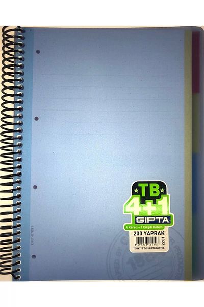 Gıpta A4 Spiral Separator PP Cover - 200 Sheets 4+1