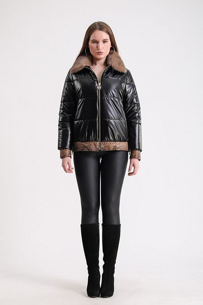 Leather Club Python Garnished Puffer Coat with Black Mink Accessories