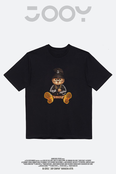 Jooy Company Tricou negru oversize cu imprimeu Teddy Bear