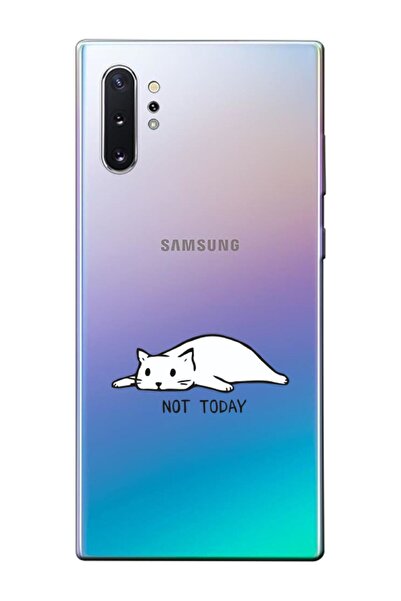 frondcase Samsung Note 10 Plus Not Today Kedi Şeffaf Telefon Kılıfı