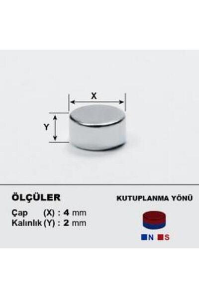 Dünya Magnet Yuvarlak, Neodyum Mıknatıs, 4x2 Mm, Güçlü Magnet - 100 Adet