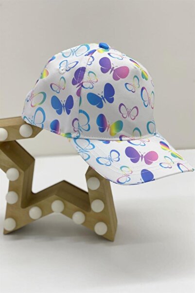 Kitti Детска шапка с мотив пеперуди - Y2324003 Бяла