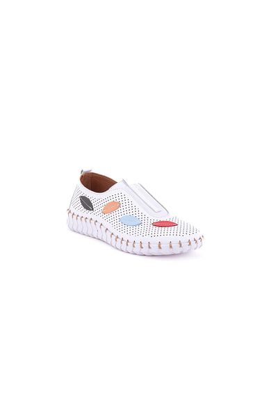 Venüs 2010720 Women's Genuine Leather Elastic Leaf Pattern Casual Shoes