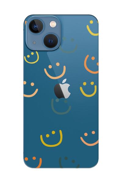 frondcase حافظة هاتف شفافة لهاتف آيفون 13 ميني إيموجي وجه مبتسم
