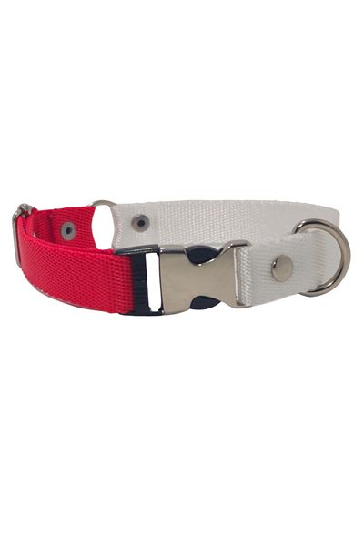 Pompiti Comfortable Adjustable Double Color Red-white Collar for Dogs - 2cm Most Size Collar