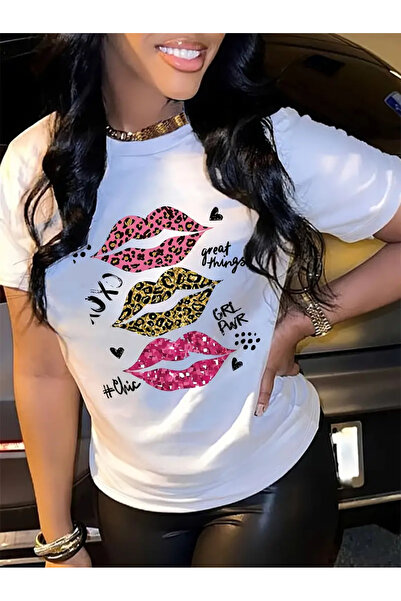 GALASHOP تي شيرت بطبعة الفهد