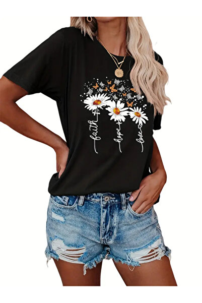 GALASHOP تي شيرت مطبوع عليه ديزي