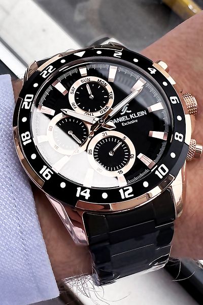 Daniel Klein Exclusive Men's Wristwatch 3 Atm Waterproof Black Color Steel Cord Bracelet Gift Dkh4532c2