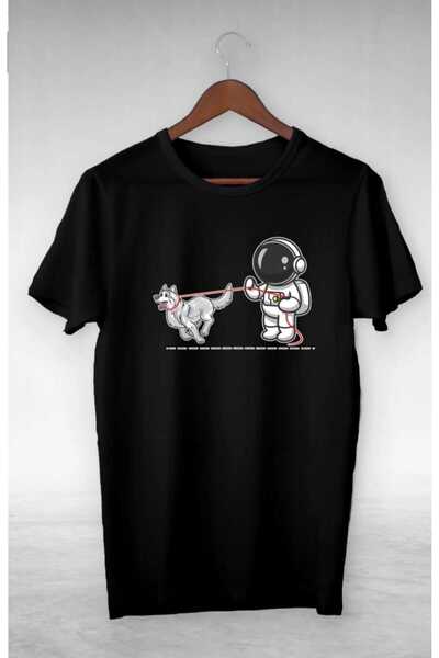 PERISENSE تي شيرت كبير الحجم مطبوع عليه كلب رائد الفضاء للنساء والرجال للجنسين