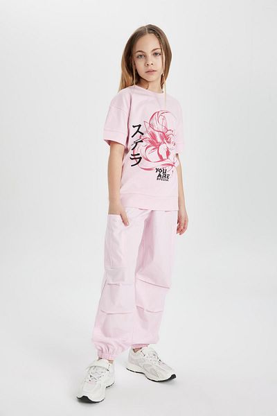 DeFacto Girl's Parachute Cargo Cotton Trousers B5042A824SM