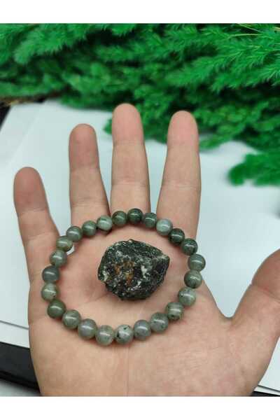 DOĞAL TAŞ CENNETİ لابرادوريت ستون سوار من الحجر الطبيعي لابرادوريت الخام مع هدية