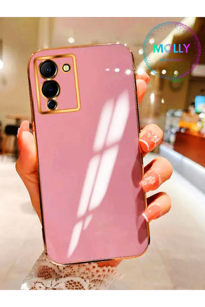 Molly İnfinix Note 12 G96 İçin Lila Kenarları Gold Detaylı Lüks Silikon Kılıf