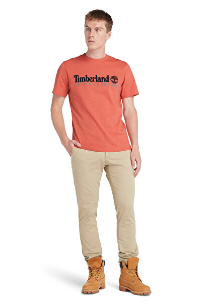 Timberland Μπλουζάκι με λογότυπο κεντήματος Beyaz Erkek Kısa Kol