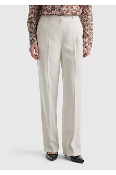 United Colors of Benetton Pantaloni vâscoși de damă cu picioare largi - culoa...