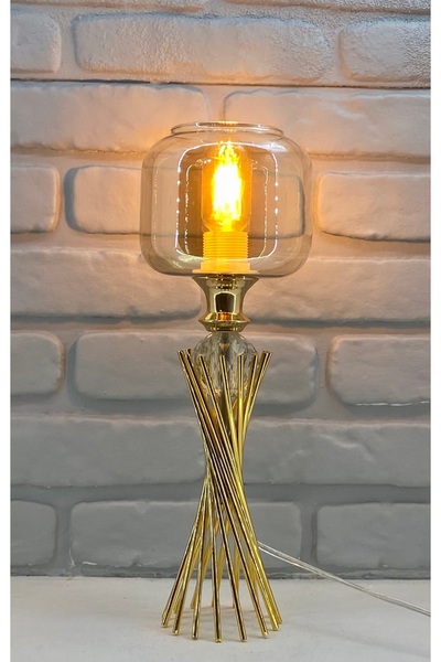 365GUNSERİSONU مصباح طاولة عاكس الضوء من الزجاج الكريستالي ذو الساق المعدنية ...