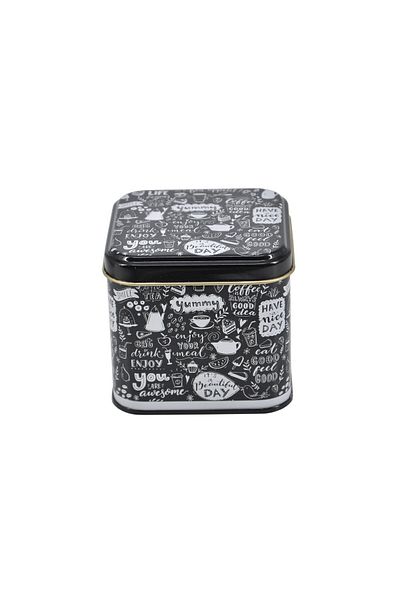 EVLE Ef014-x5 Sn_life Yummy Enjoy Patterned Square Metal Storage Container 9x9 Cm