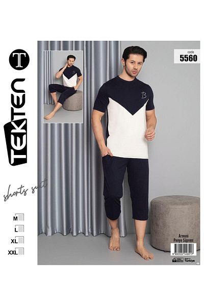 DONLİZZA 5560 Men's Capri Pajama Set Compack