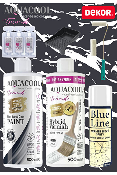 Aquacool Trend 500 Ml Mermer Efekt Tezgah Boyama Seti Akrilik Boya Katalizör ...