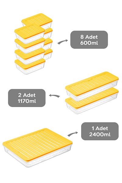 Meleni Home 11-Piece Refrigerator Organizer - Microwave and Diffuser Convenient Storage Container 1X2400Ml - 2X1170Ml - 8X600Ml