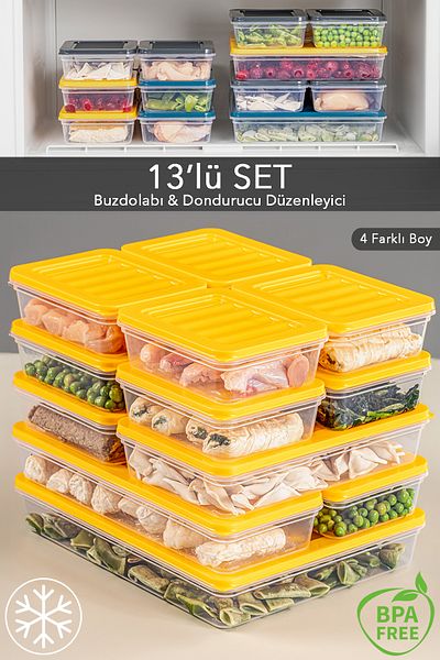 Meleni Home 13-Piece Refrigerator Organizer Microwave and Diffuser Convenient Storage Container 1x2400ml-2x1170-2x1200ml-8x600ml