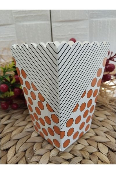 Deniz Party Store Orange Spotted Striped Cardboard Popcorn Corn Chips Box 8 Pieces
