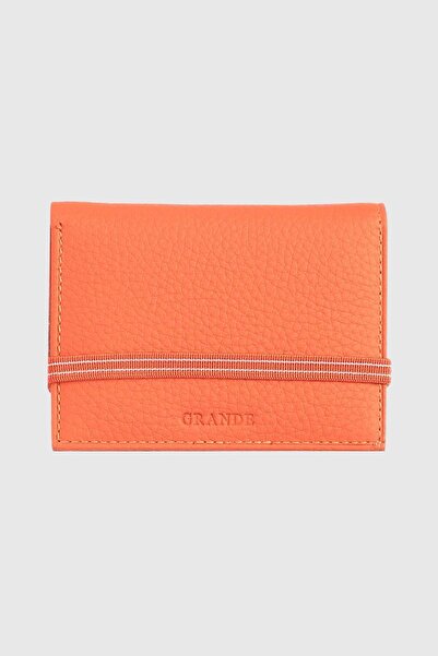 Grande 325 Γνήσιο δέρμα Οριζόντια θήκη για κάρτες με διαφανή θάλαμο Arsel Orange