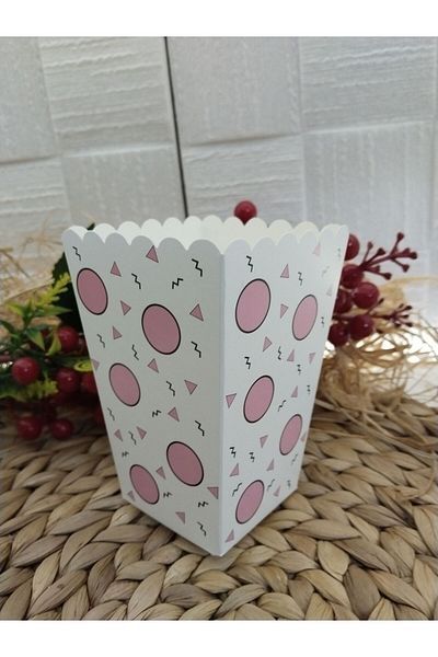 Deniz Party Store PINK BIG POINTED Cardboard Popcorn Corn Chips Box 8 Pieces