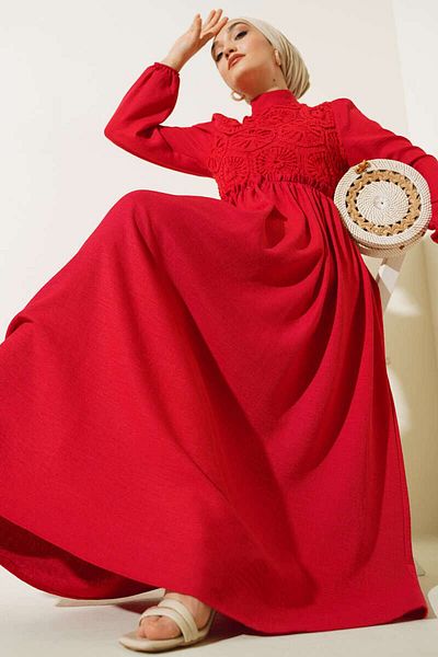 modabirsen Dress with Lace Mesh Front Detail