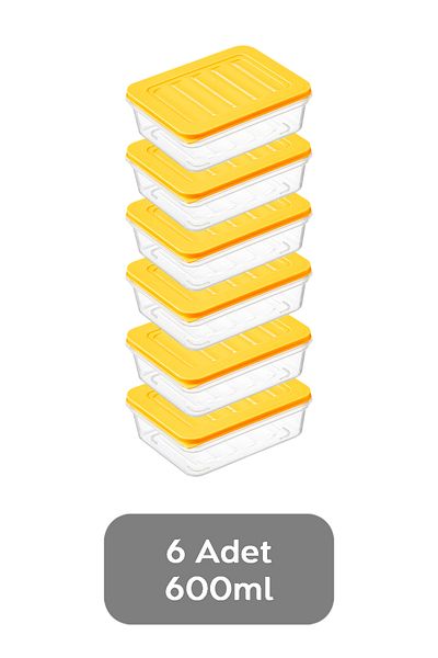 Meleni Home 6-Piece Yellow Food Storage Container - Microwave, 600 ml