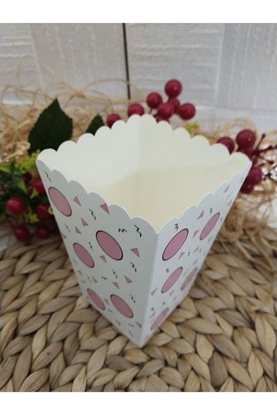 Deniz Party Store PINK BIG POINTED Cardboard Popcorn Corn Chips Box 8 Pieces