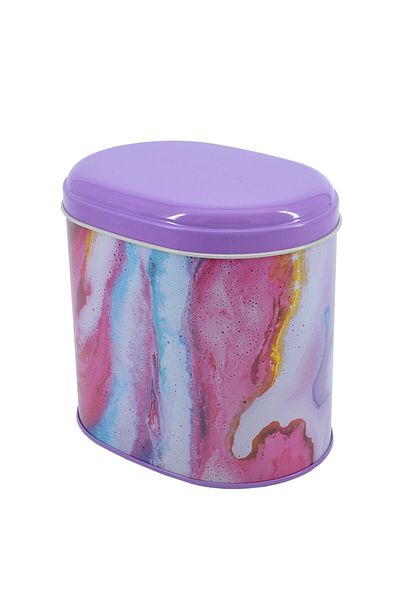 EVLE Ef004-ı5 Liquid Fuchia Patterned Oval Metal Storage Container 11x15 Cm