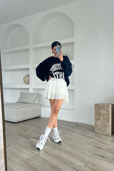 Seda Yalçın Atelier Біла спідниця з об'ємними воланами та еластичним поясом