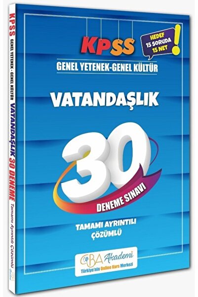 CBA Akademi Cba Yayınları Kpss Vatandaşlık 30 Deneme Çözümlü Cba Yayınları