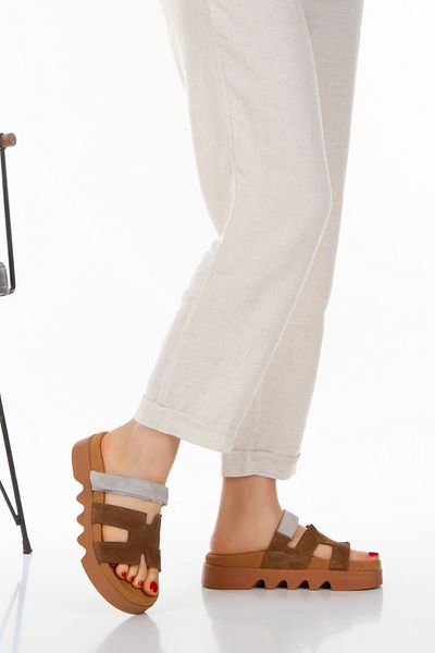 PASSAGE SHOES Γυναικείες παντόφλες από γνήσιο δέρμα σουέντ 6251