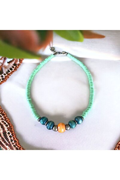 LeylanTakı قلادة نسائية مصنوعة يدويًا باللون الأخضر فيمو بوهيمي