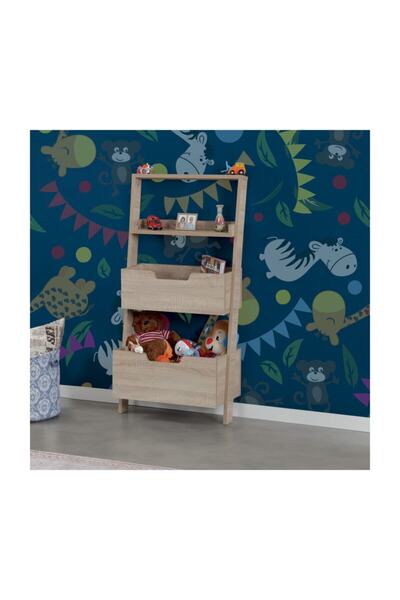 PASİFİC HOME Low Oyuncak Dolabı Montessori Raflı Kitaplık, Açık Meşe