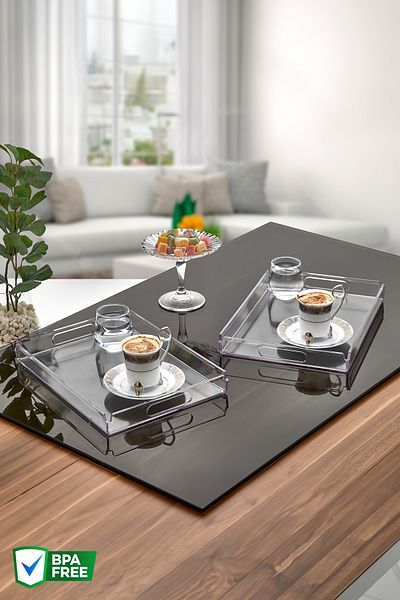 Nandy Home 2 صينية عرض مستطيلة من الكريستال