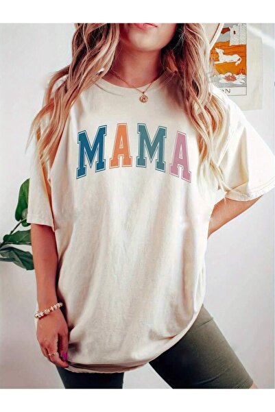 AFROGİYİM Γυναικείο μπλουζάκι με στάμπα Mama Oversize