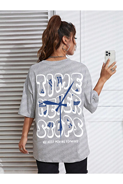 Revasser Tricou din bumbac pieptănat, unisex, pentru femei/bărbați, Time Neve...